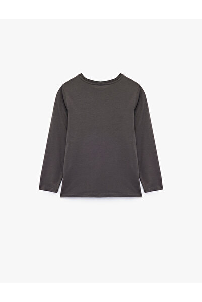 Koton Μπλουζάκι με μακρύ μανίκι με λαιμόκοψη και στάμπα καρδιάς από βαμβάκι