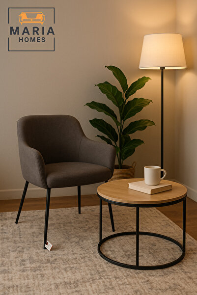 MARIA HOMES كرسي بذراعين عصري من القماش، كرسي مريح منجد لغرفة المعيشة والمكتب