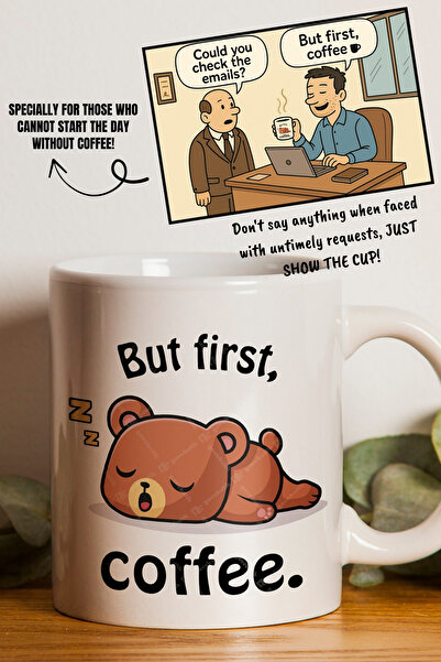 gavebutik But First Coffee Gift Ceramic Mug Cup Dishwasher Safe