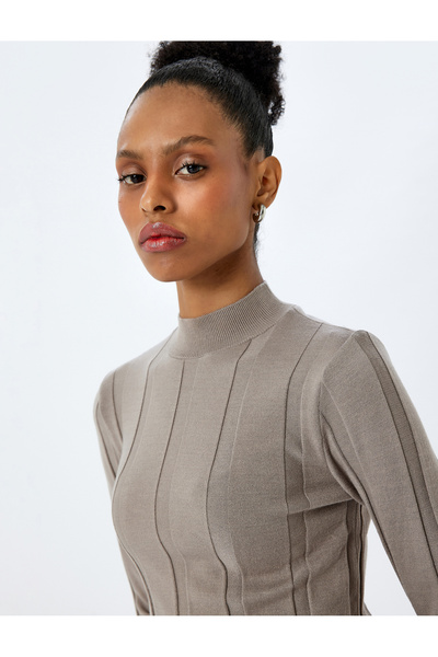 Koton Πουλόβερ με μακρυμάνικο λαιμόκοψη και βασικό πλεκτό πουλόβερ