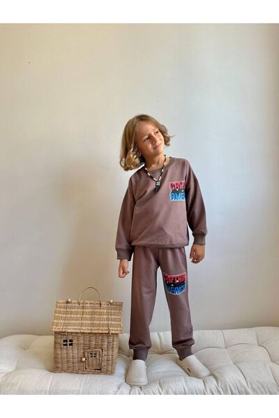 YİGİT BUTİK مجموعة ملابس علوية وسفلية للأولاد بأكمام طويلة مطبوعة