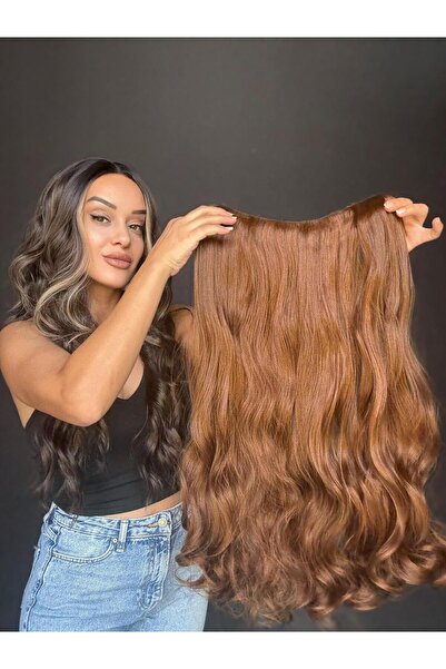 Suzan Peruk Yarımay Çıtçıt saç Geniş tek parça Tak ve anında uzun yoğun saçla...