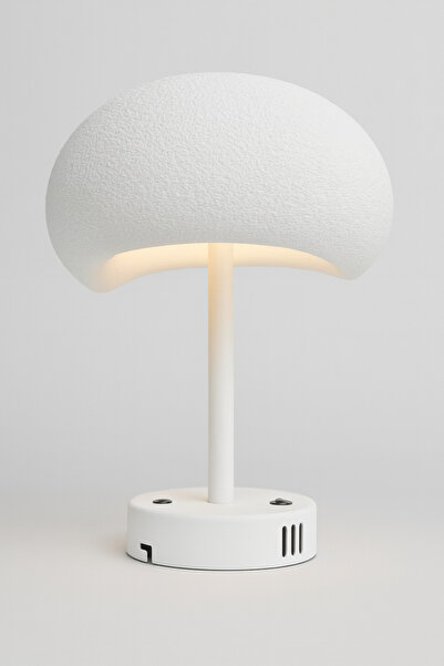 Limon 3D Desing Beton ŞARJLI Abajur Beyaz Rustik E27 Modern Avize Bohem Beton...