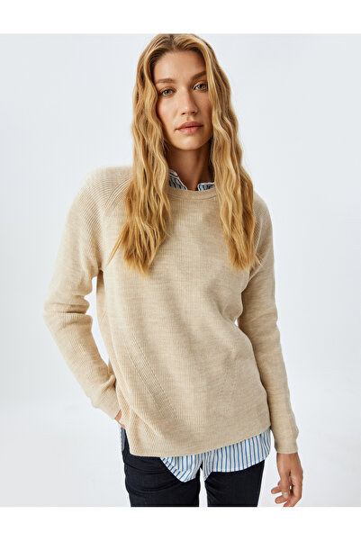 Koton Long Sleeve Wide Round Neck Knitwear Oversize Sweater