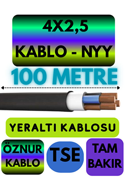 Avarson Öznur 4X2,5 NYY (Yeraltı Kablosu) Metre Seçenekli 100 METRE