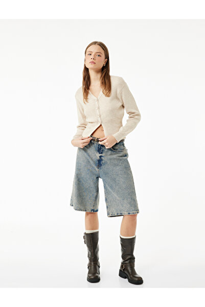 Koton Buttoned V-Neck Long Sleeve Knitwear Cardigan