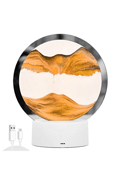 EMATTEIRO Lampă Clepsidră Decorativă cu Nisip Mișcător, RGB, Telecomandă, Alimentare USB/Baterii, 20 cm