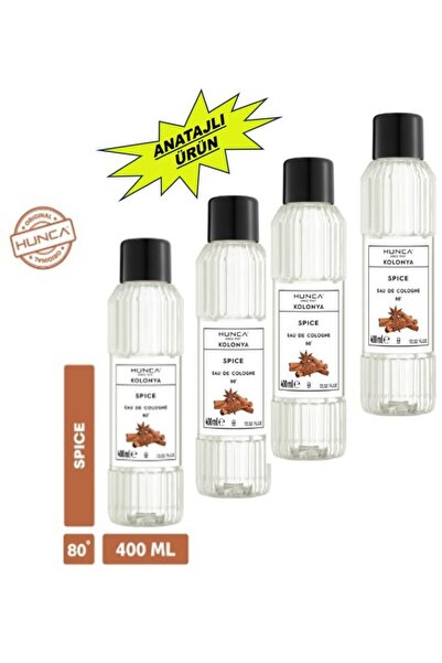 Hunca Tarçın Kolonyası 400 ml – Ferahlatıcı Baharatlı Koku, Kalıcı Etki 4 ADET