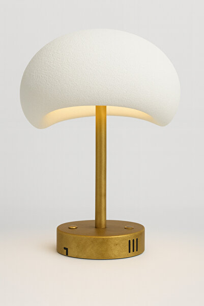 Limon 3D Desing Beton ŞARJLI Abajur Beyaz Rustik E27 Modern Avize Bohem Beton Görünüm.