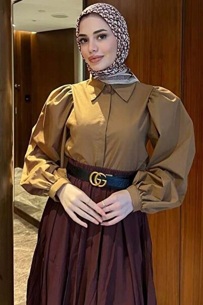 Modamorfo Μπλουζάκι με μανίκια με μπαλόνια μουσταρδί