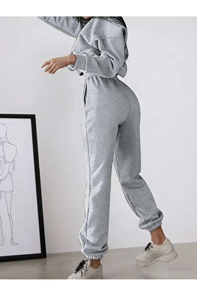 macklin Unisex Men's and Women's Bear Ripped Printed 3 Thread Crew Neck Sweatpants Set