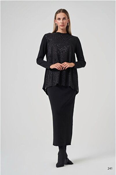 Nuss 3002 Tunic with Mercerized Leopard Print on the Sleeves and Back