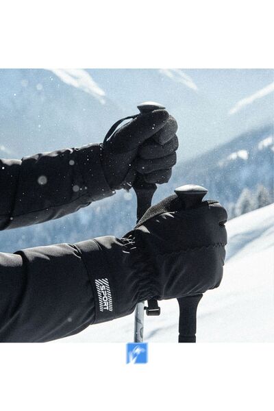 PIECE SIGNATURE Touchscreen-Compatible, Fur-Lined Men's Inflatable Parachute Fabric Gloves