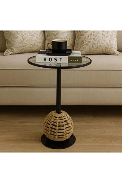 terndat Serving Table with Transparent Glass Top - Elegant and Luxurious Design