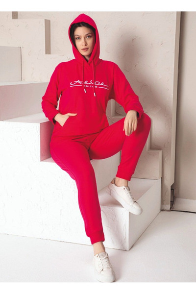 Star Fashion Trening dama 100% bumbac, cu gluga, pantaloni conici