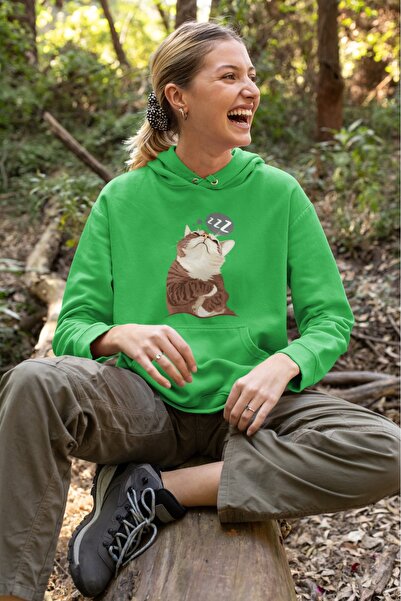 ArtYus ZZZ pisică Hanorac colorat B cu imprimeu K cu glugă