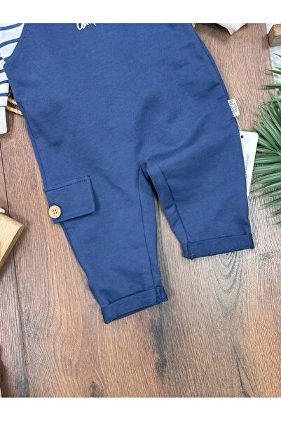 ADDA Salopet Striped Cotton Sweatshirt Safari Hat Salopet Boy Baby Set