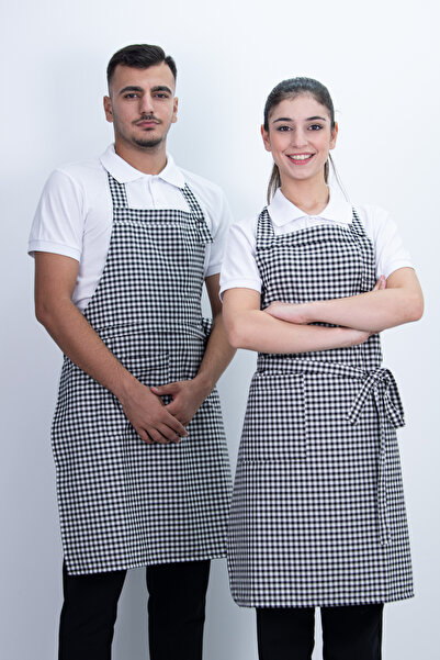 Das Uniform Kare Desen Düğmeli Arkadan Ayarlanabilir Önlük
