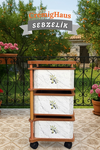 CremigHaus Ahşap Sebzelik Geleneksel Tasarım Kare 3 x 5 lt Kapasiteli Beyaz M...