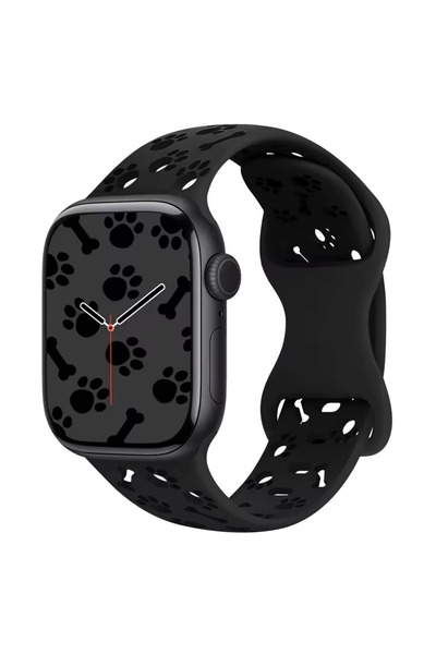 Alstrap Apple Watch 11-10 42mm 9 8 7 41mm Se 6 5 4 40mm 1 2 38mm Compatible Paw & Bone Patterned Silicone Band