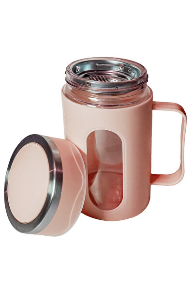 China TeaBuddy Blush Mug – 400ml, glass with infuser, airtight lid and pink cover