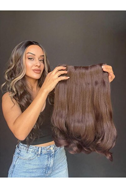 Suzan Peruk Yarımay Çıtçıt saç Geniş tek parça Tak ve anında uzun yoğun saçla...