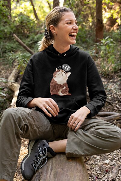 ArtYus ZZZ pisică Hanorac colorat B cu imprimeu K cu glugă