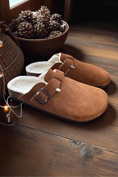 LAND OF CORK LC Land of Cork Anatomical Unisex Genuine Fur Indoor Slippers Natural Cork Sole Arch Supported House Slippers