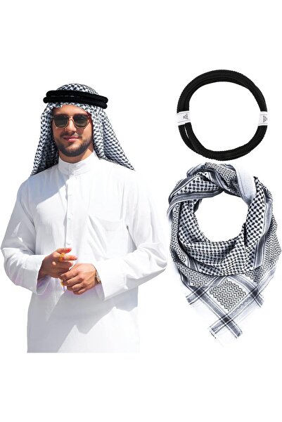ZARORA Adult Men Arab Head Scarf Keffiyeh, Muslim Desert Keffiyeh Dubai Casua...