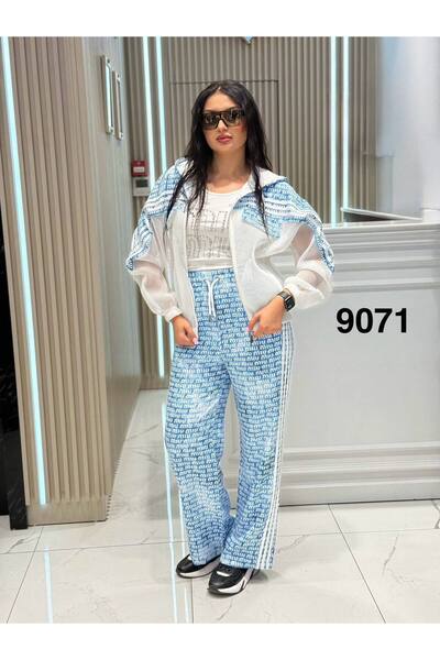 bonibon butikk Women's Luxury Clothing Top Hooded Sleeve Detailed Bottom High Waist 3 Piece Set