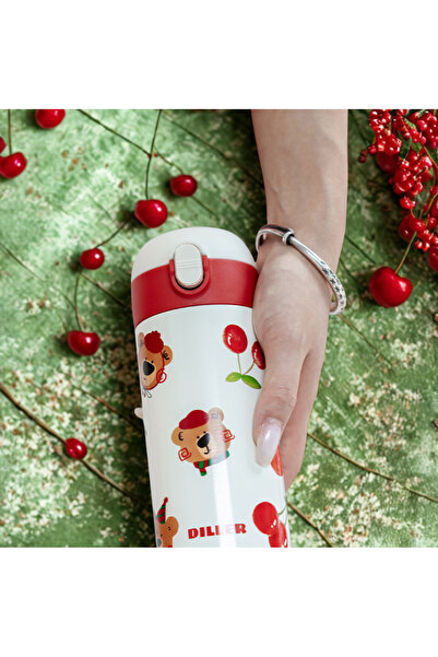 DILLER 480ml Sevimli Hayvanlar Desenli Kilitlenebilir Kapak Paslanmaz Çelik Termos