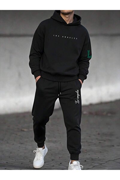 macklin Men's Los Angeles Printed Oversize 3 Thread Hooded Tracksuit Set