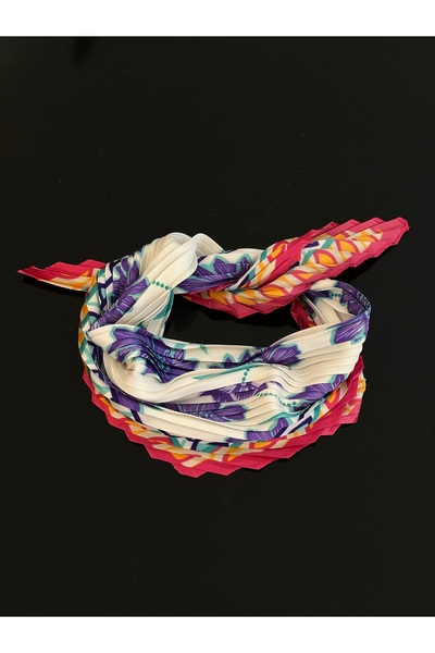 NFS BUTİK Brand Model Patterned Pleated Scarf Models