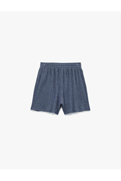 Koton Slim Fit Beli Lastikli Dokulu Mini Şort