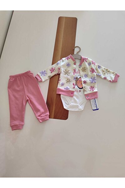 mini şımarik Seasonal 3-Piece Baby Girl Set with Butterfly and Flower Printed...