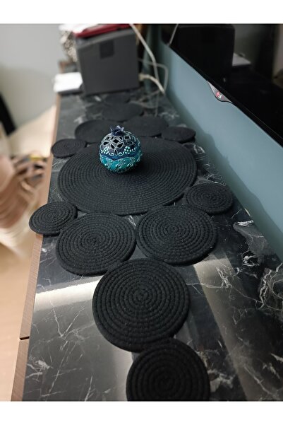 Home Runner decorativ de masă cu design rotund din frânghie de iută naturală ...