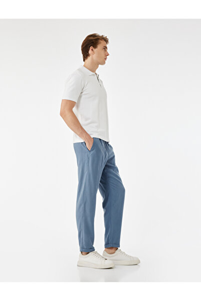 Koton Viskon Cep Detaylı Rayon Tapered Beli Bağcıklı Pantolon