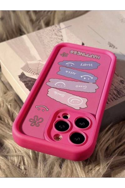 MİRAZ TASARIM 13 pro max fuchsia smile patterned case
