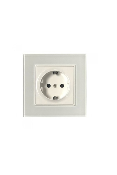 V-TAC Priza simpla 16 A cu rama din sticla alb