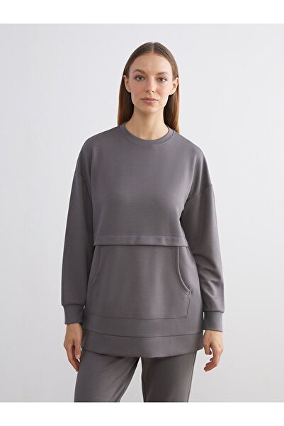 LC Waikiki LCW Modest Büyük Beden Bisiklet Yaka Kadın Sweatshirt Tunik