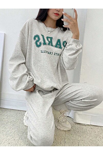 macklin Women's Paris Printed 3 Thread Crew Neck Tracksuit Set