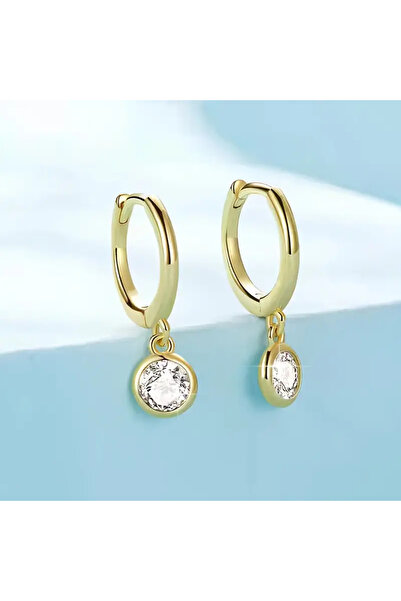 SEVAS GOLD Women's Gold Color Mini Dangle Round Stone Earrings