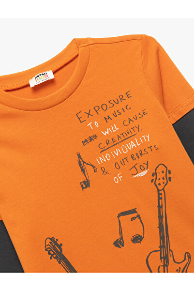 Koton Βαμβακερό μακρυμάνικο T-shirt με λαιμόκοψη