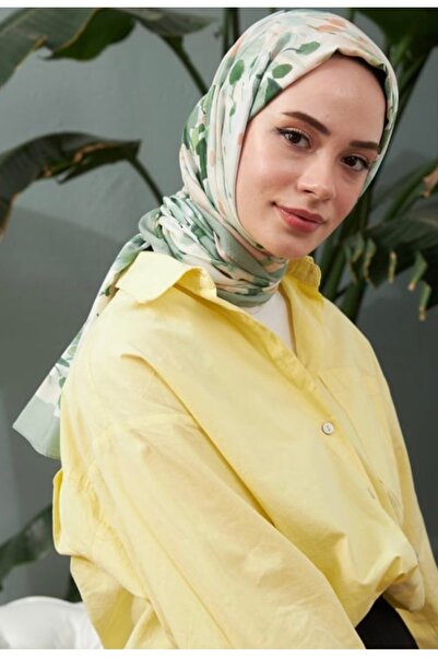 MODA Μαλακό βαμβακερό σάλι με πράσινη ρίγα İpekhan