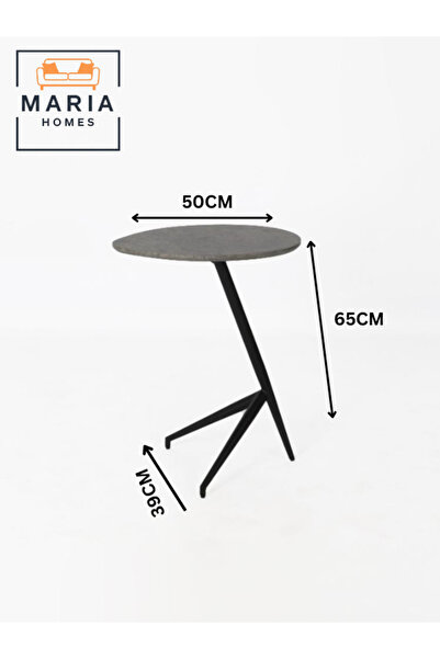MARIA HOMES Gray Side Table – Modern Accent Coffee Table with Unique Base 50×39×65 cm