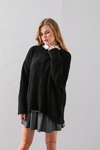 Wega Moda Crew Neck Oversize Boucle Knit Sweater - Comfortable and Stylish |   Quality Knitwear |   Trend Sweater, Knitwear Sweater