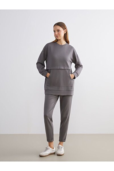 LC Waikiki LCW Modest Büyük Beden Bisiklet Yaka Kadın Sweatshirt Tunik