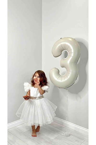 ikm balon Krem Renk 3 Rakam Folyo Balon 76 cm Büyük Boy