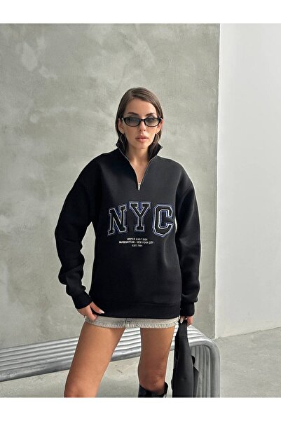 unika boutique Γυναικείο φούτερ με λεπτομέρεια φερμουάρ