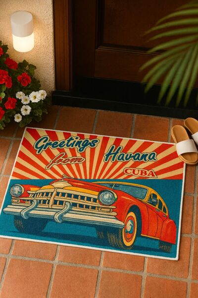 CasaPetra سجادة أمام الباب مزخرفة بتصميم كوبي مع قاعدة مانعة للانزلاق